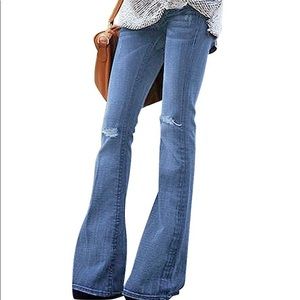 Distressed flare/bell bottoms jeans